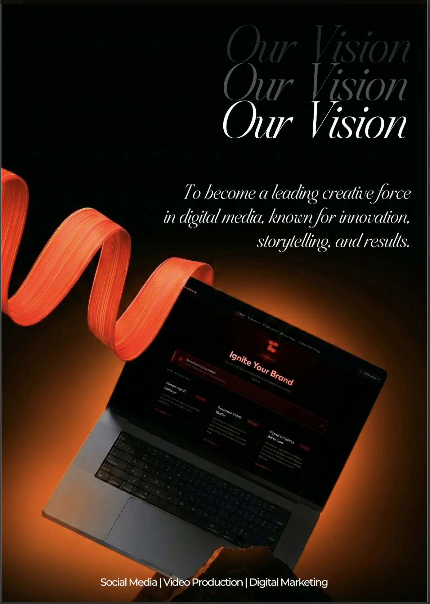 Spiral of light over a laptop